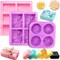 3 Pieces Silicone Soap Molds 6 Cavities Silicone Soap Mold Rectangle Oval and Flower Shapes Soap Molds for Soap Making Handmade Cake Chocolate Biscuit Pudding Jelly Ice Cube Tray